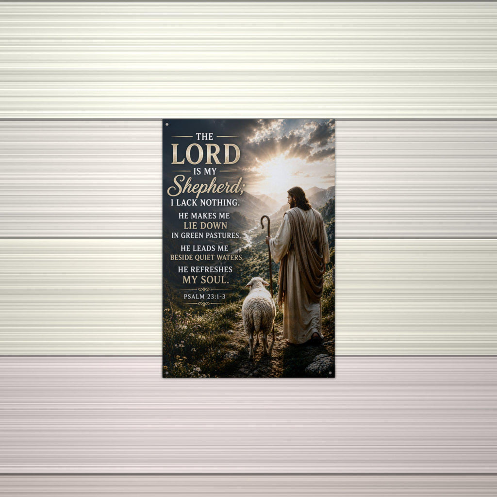 The Lord Is My Shepherd Christian Metal Sign Aluminum Sign — alternate angle