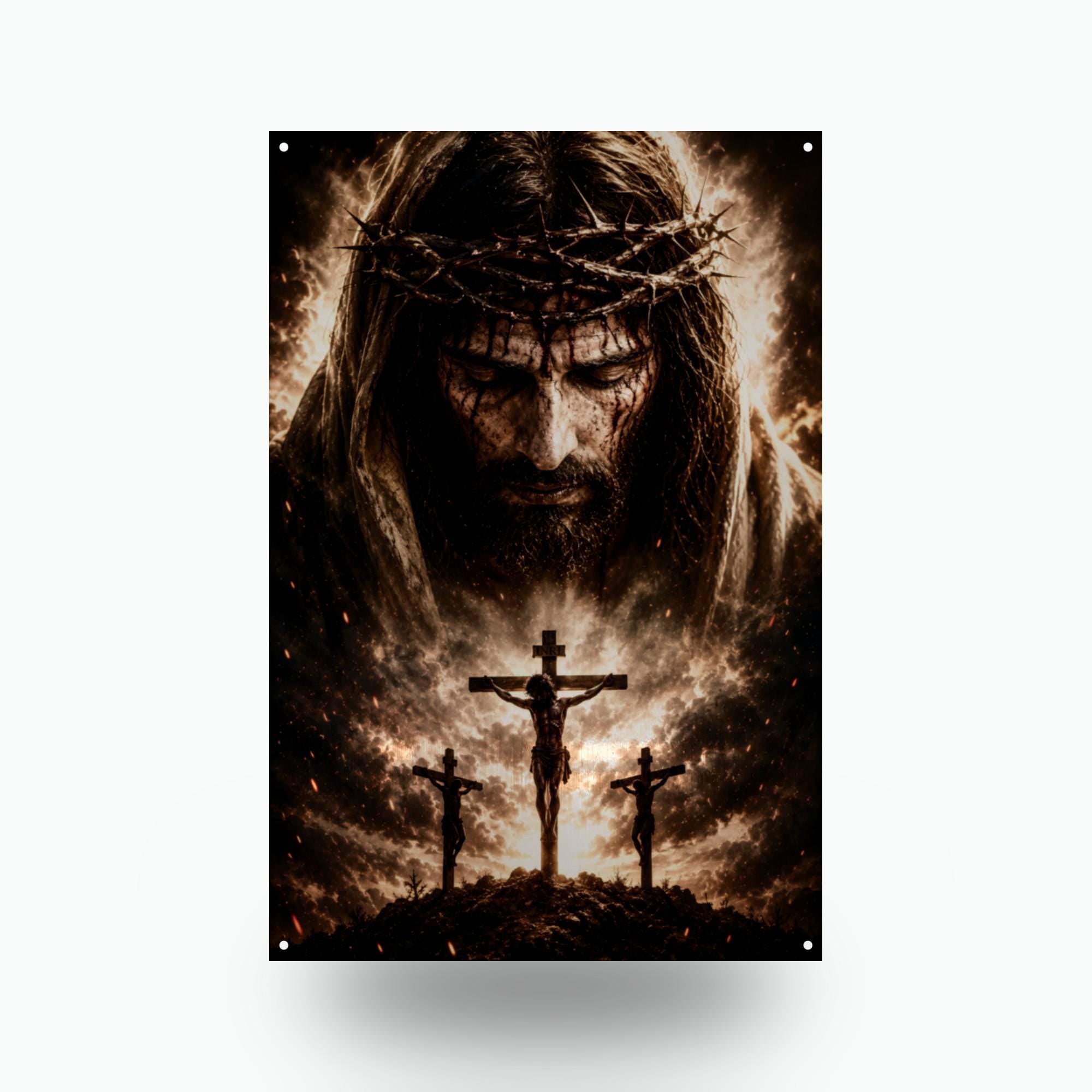 Crown of Thorns Christian Metal Sign Aluminum Sign — front view on white background