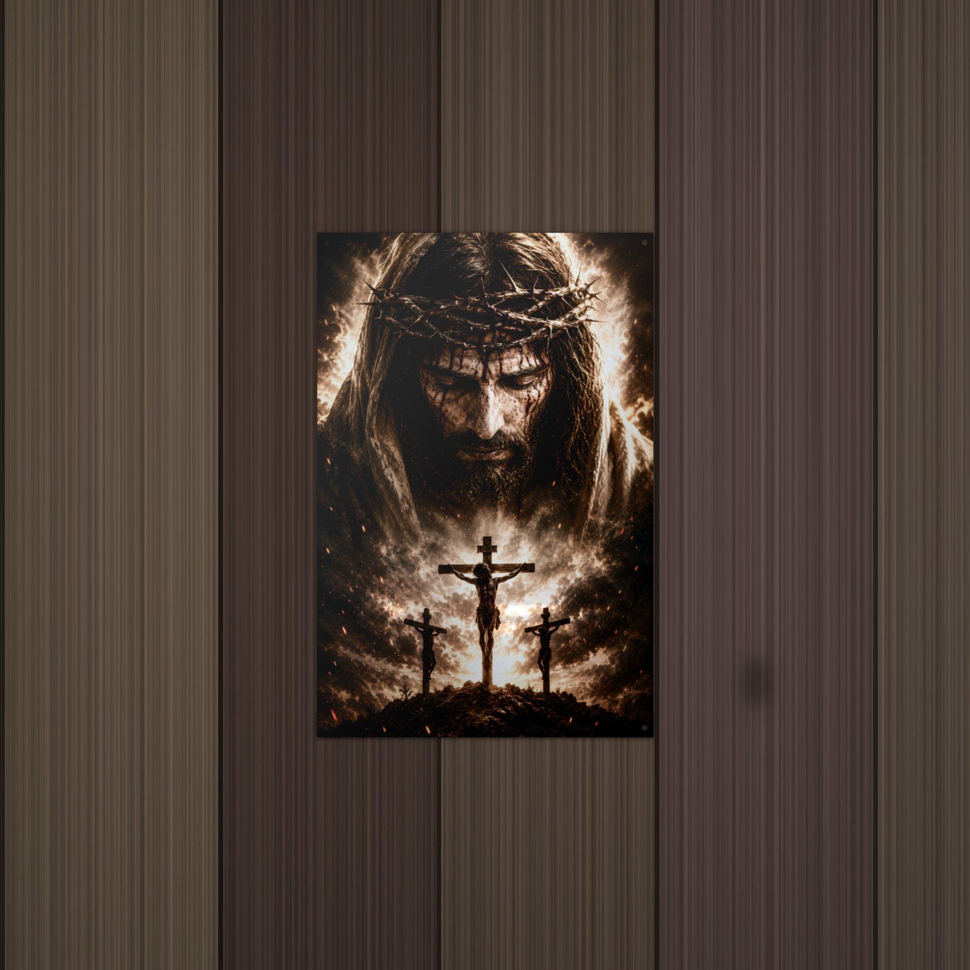 Crown of Thorns Christian Metal Sign Aluminum Sign — detail view