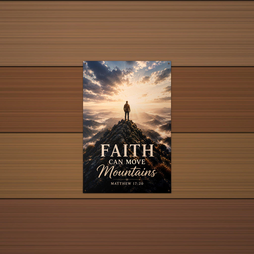 Faith Can Move Mountains Christian Metal Sign Aluminum Sign — alternate angle