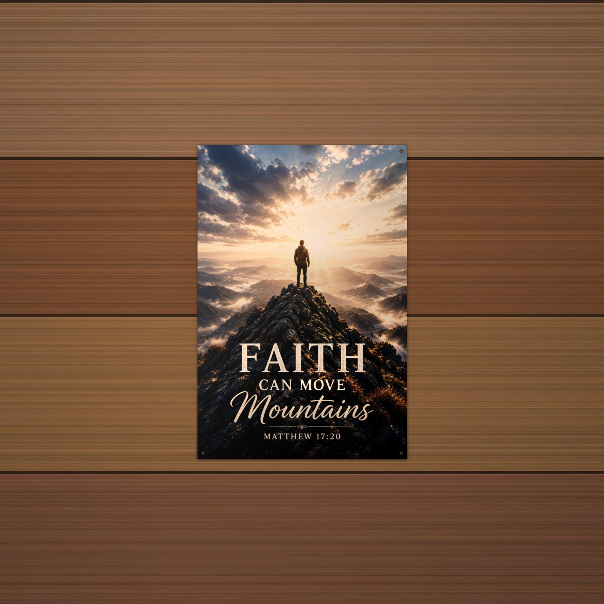 Faith Can Move Mountains Christian Metal Sign Aluminum Sign — alternate angle