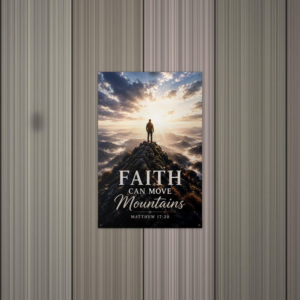 Faith Can Move Mountains Christian Metal Sign Aluminum Sign — alternate angle