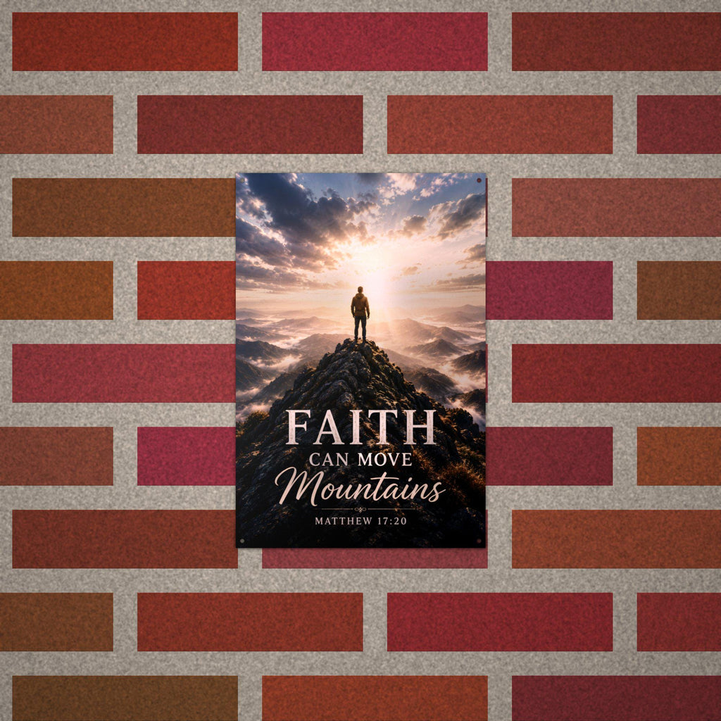Faith Can Move Mountains Christian Metal Sign Aluminum Sign — alternate angle