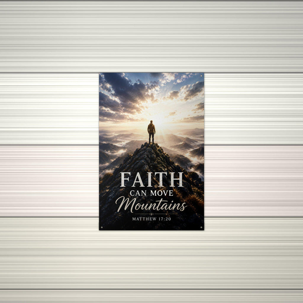 Faith Can Move Mountains Christian Metal Sign Aluminum Sign — alternate angle