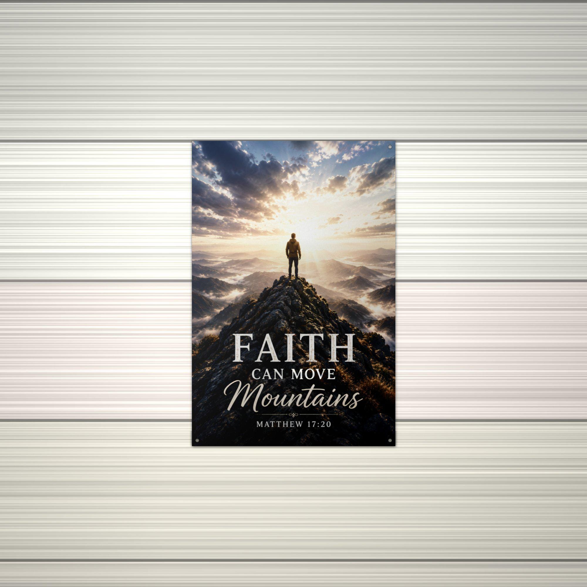 Faith Can Move Mountains Christian Metal Sign Aluminum Sign — alternate angle