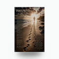Footprints in the Sand Christian Metal Sign Aluminum Sign — front view on white background