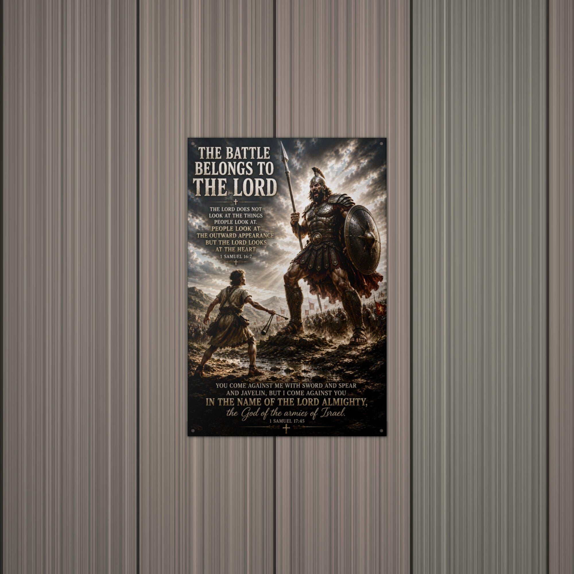 The Battle Belongs to the Lord Christian Meta Aluminum Sign — alternate angle