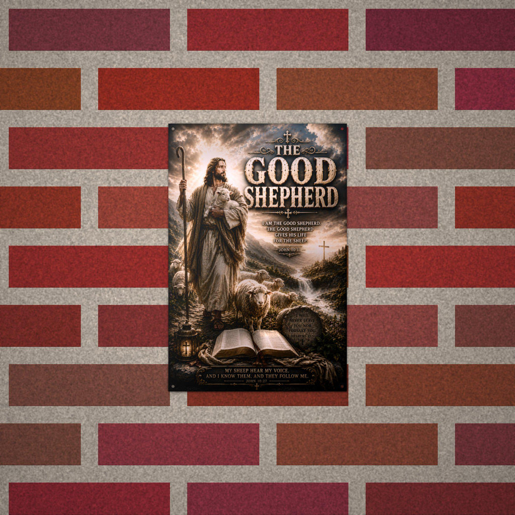 The Good Shepherd Christian Metal Sign Aluminum Sign — alternate angle
