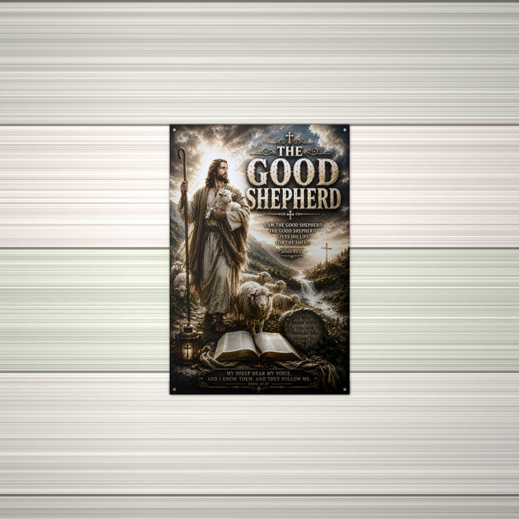 The Good Shepherd Christian Metal Sign Aluminum Sign — alternate angle