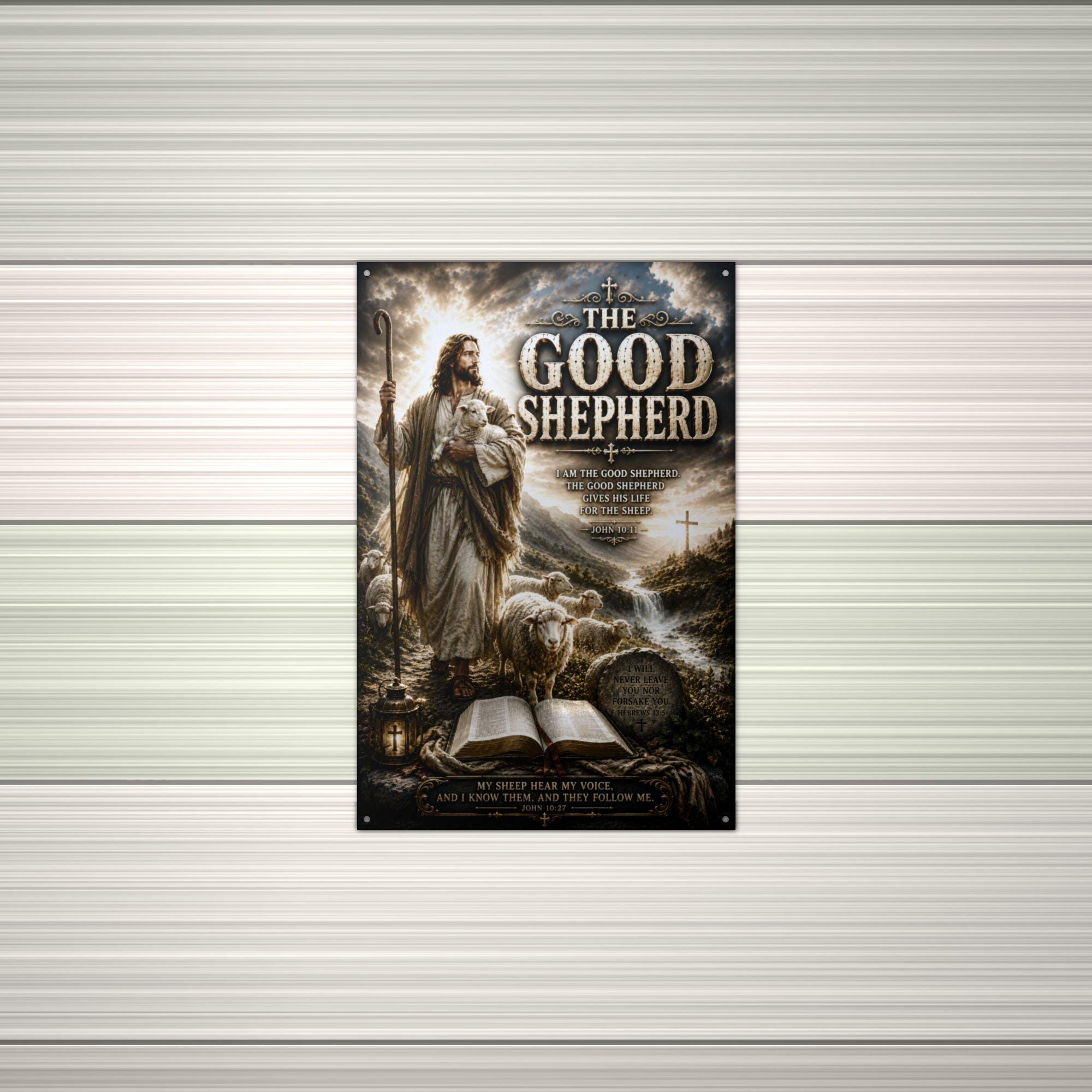 The Good Shepherd Christian Metal Sign Aluminum Sign — alternate angle