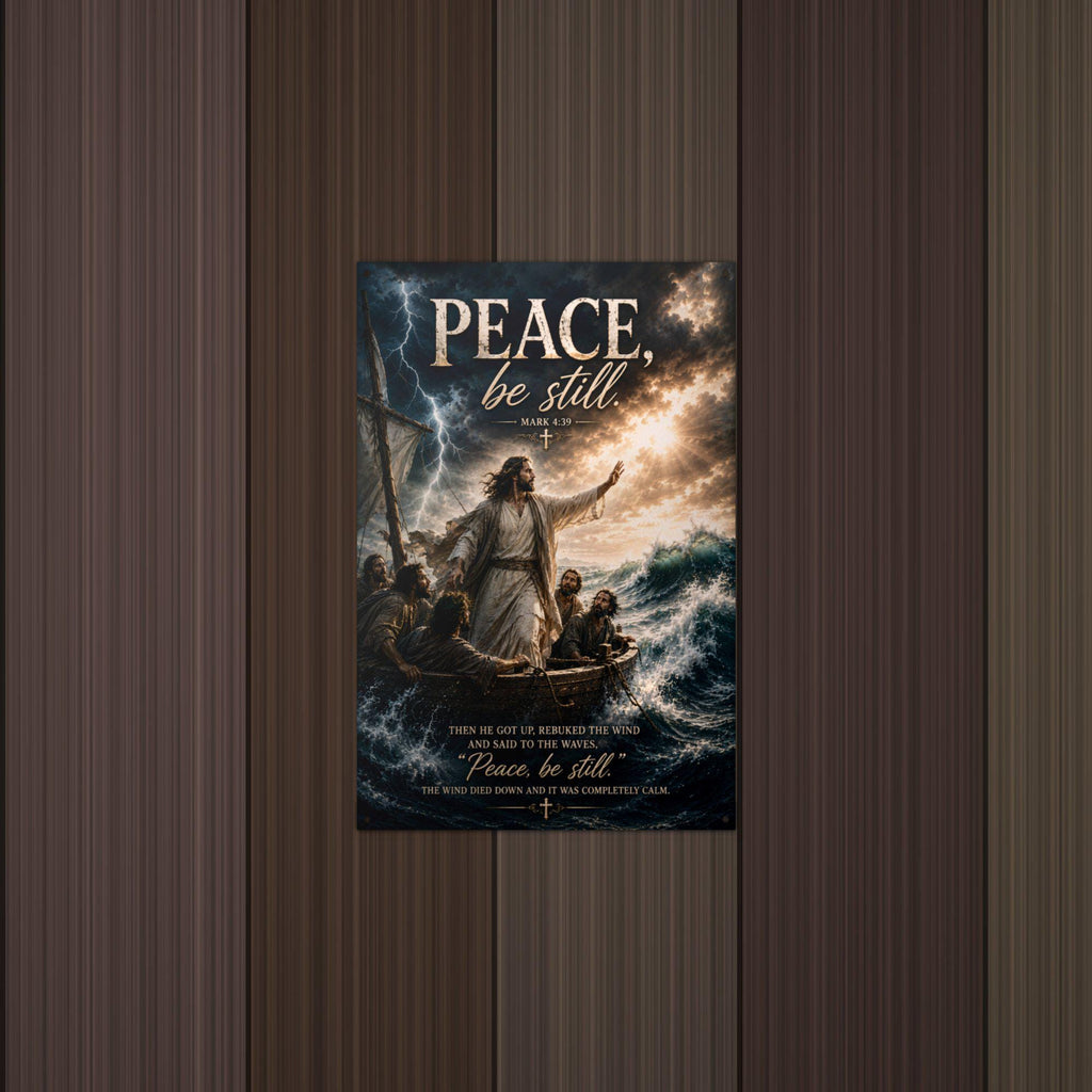 Peace Be Still Christian Metal Sign Aluminum Sign — detail view