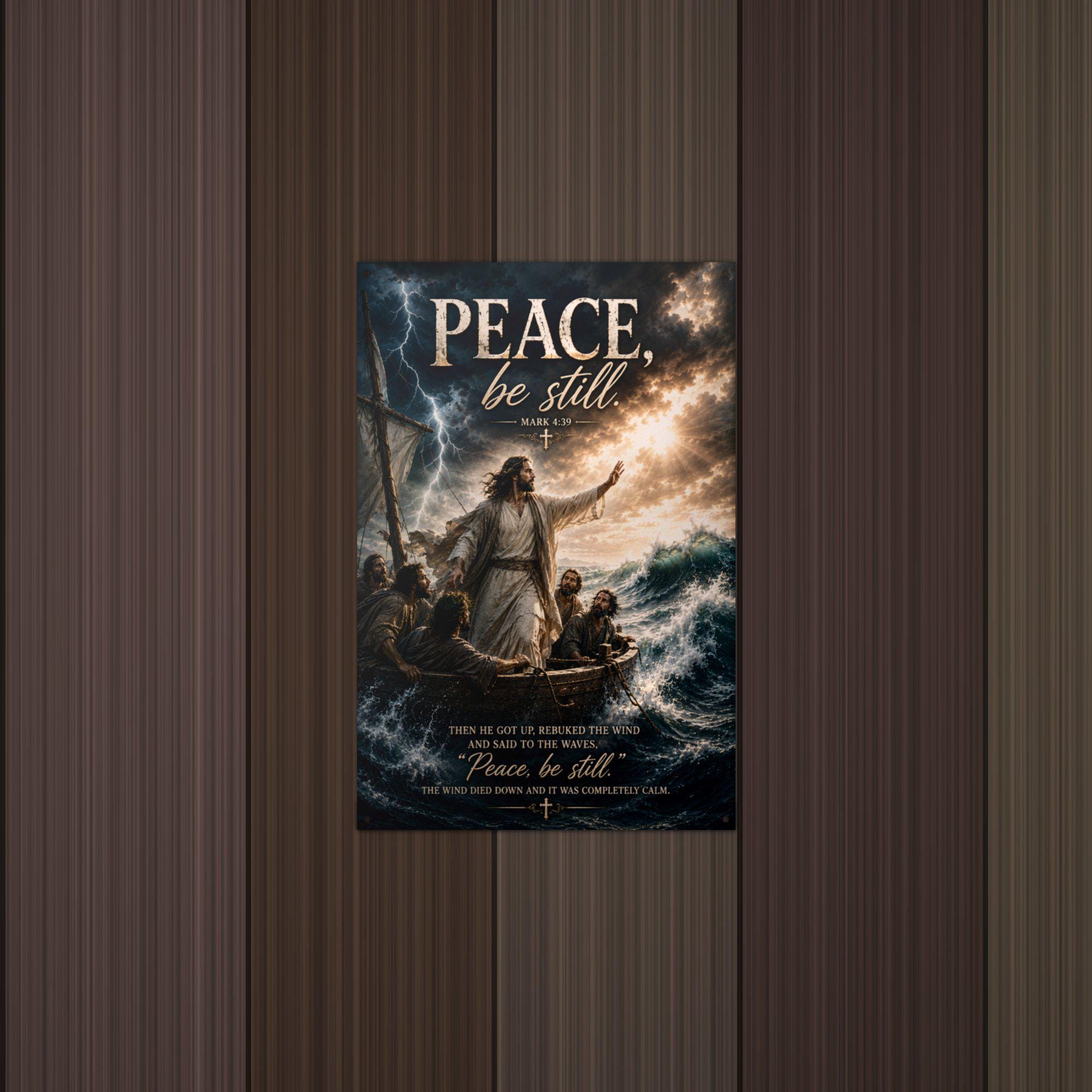 Peace Be Still Christian Metal Sign Aluminum Sign — detail view