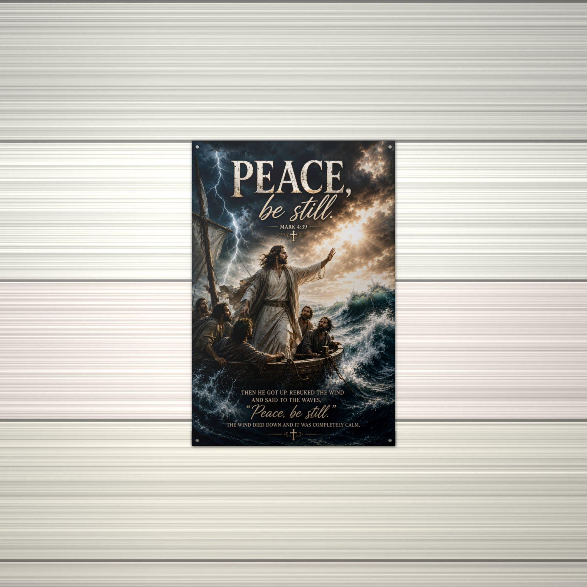 Peace Be Still Christian Metal Sign Aluminum Sign — alternate angle