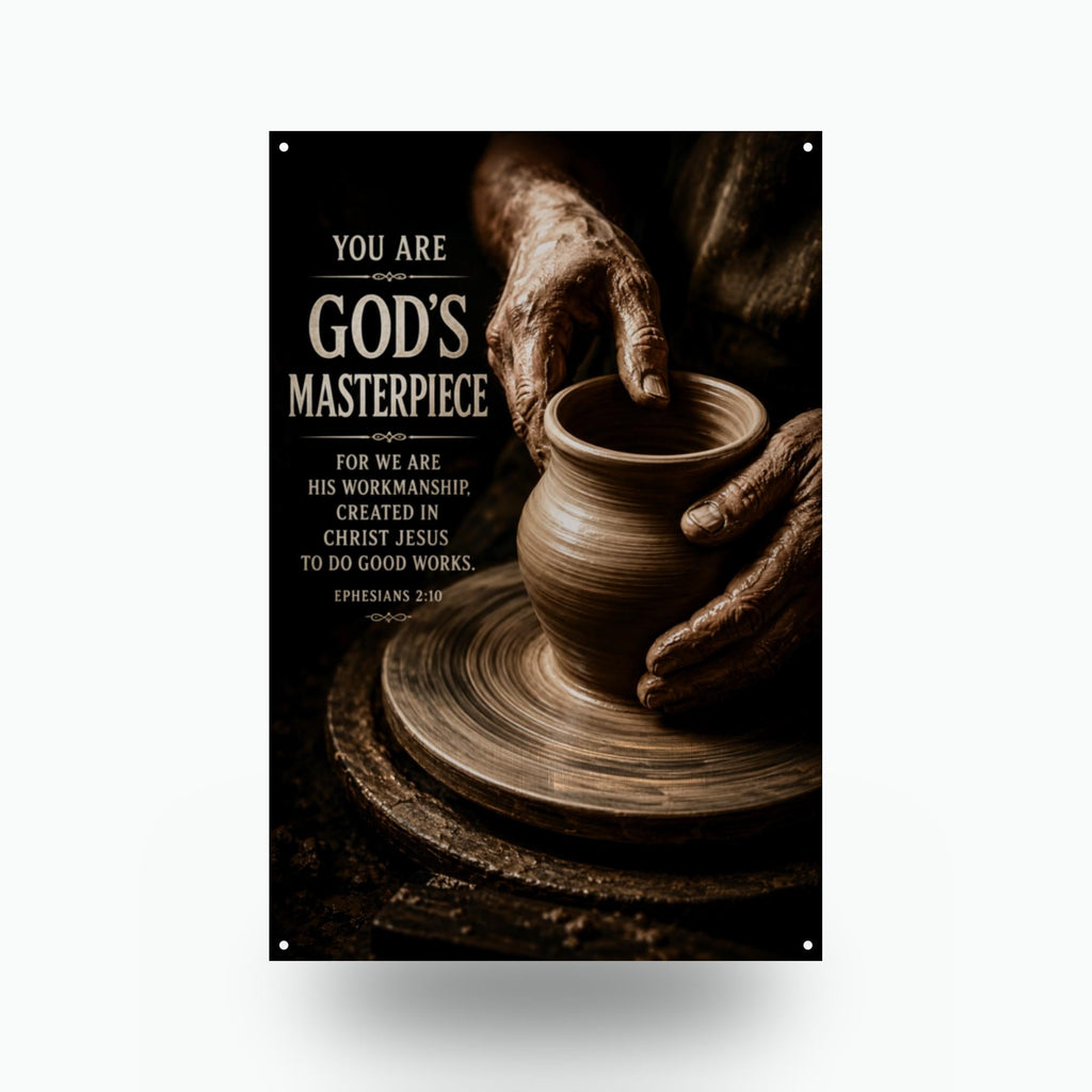 Gods Masterpiece Christian Metal Sign Aluminum Sign — front view on white background