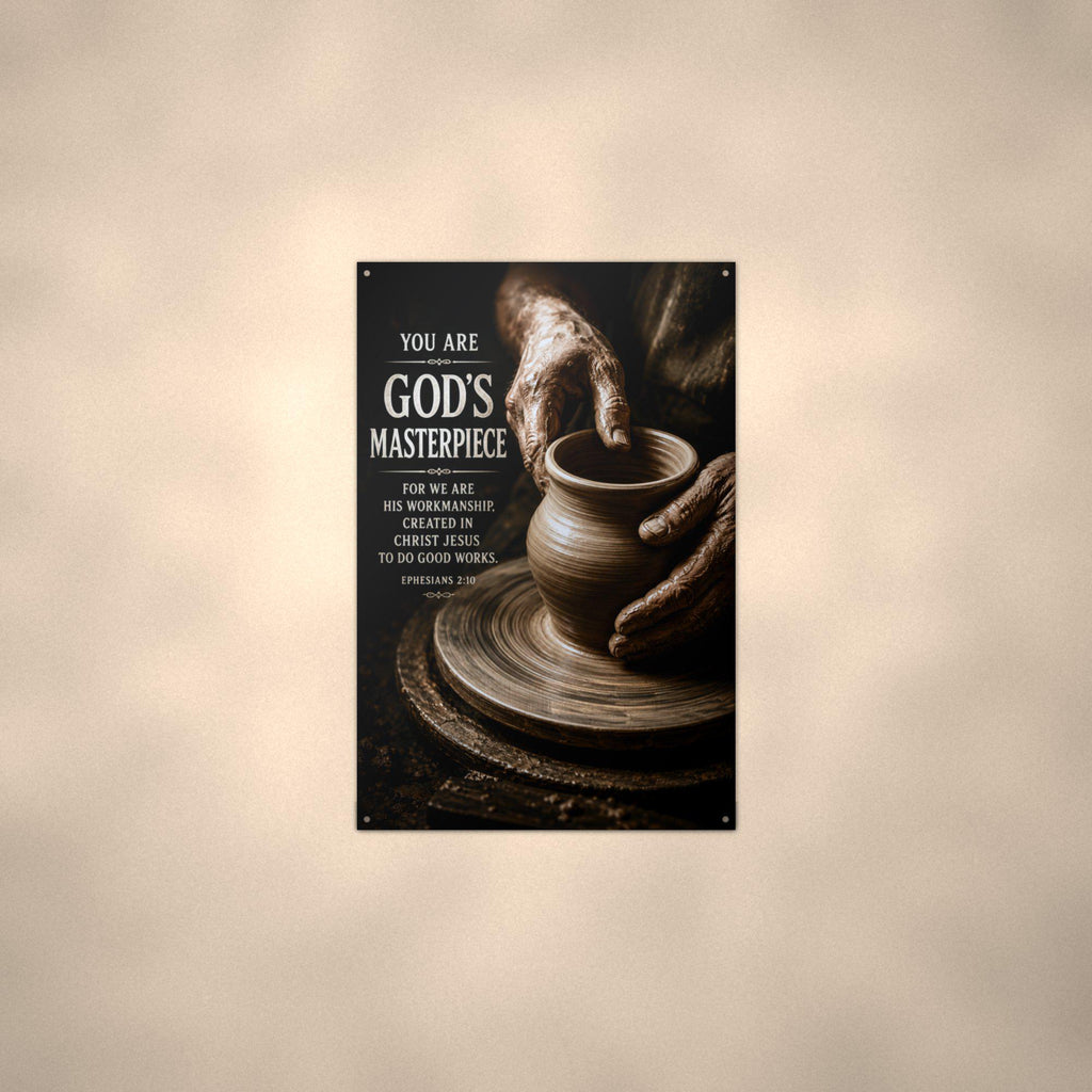 Gods Masterpiece Christian Metal Sign Aluminum Sign — lifestyle setting