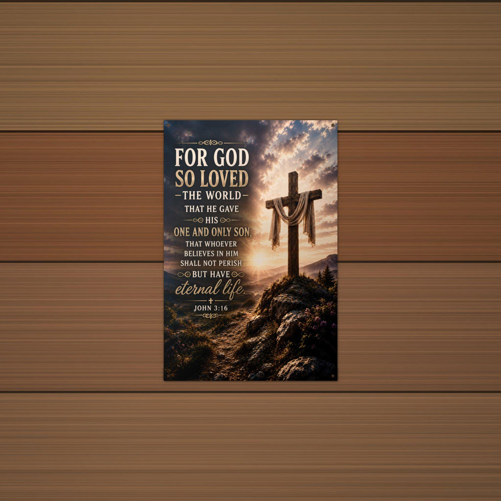 For God So Loved the World Christian Metal Si Aluminum Sign — alternate angle