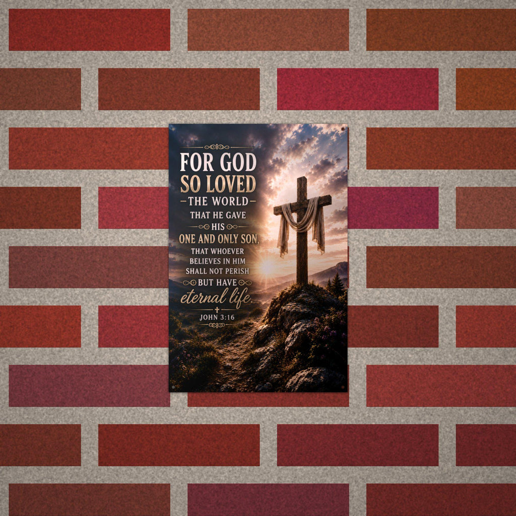 For God So Loved the World Christian Metal Si Aluminum Sign — alternate angle