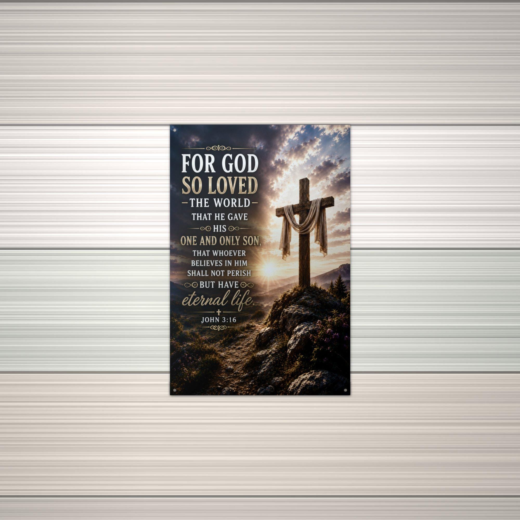 For God So Loved the World Christian Metal Si Aluminum Sign — alternate angle