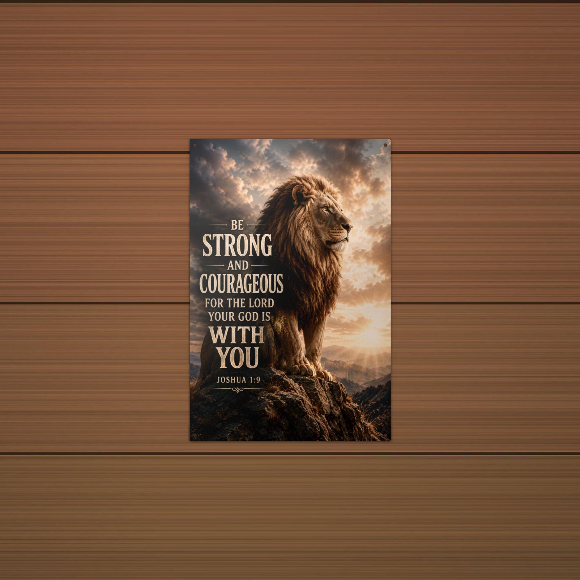 Be Strong and Courageous Christian Metal Sign Aluminum Sign — alternate angle