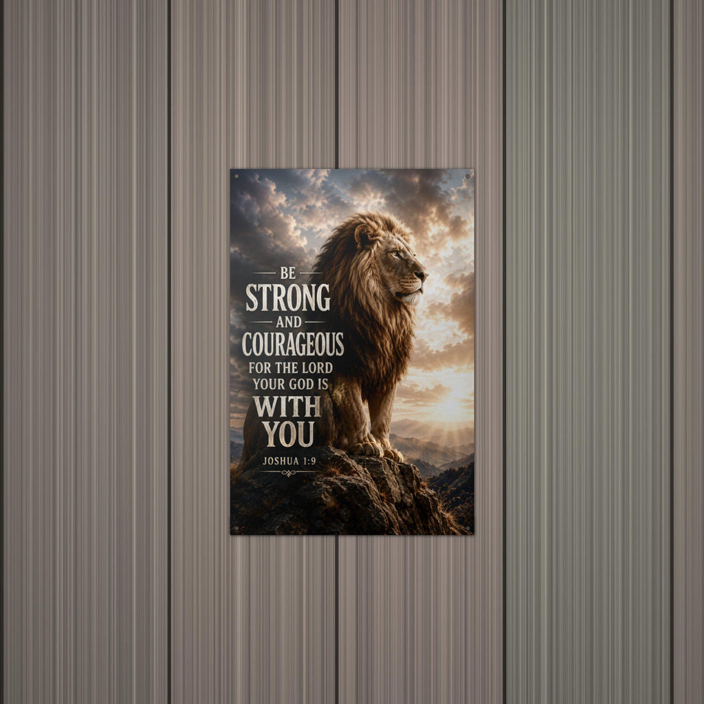 Be Strong and Courageous Christian Metal Sign Aluminum Sign — alternate angle