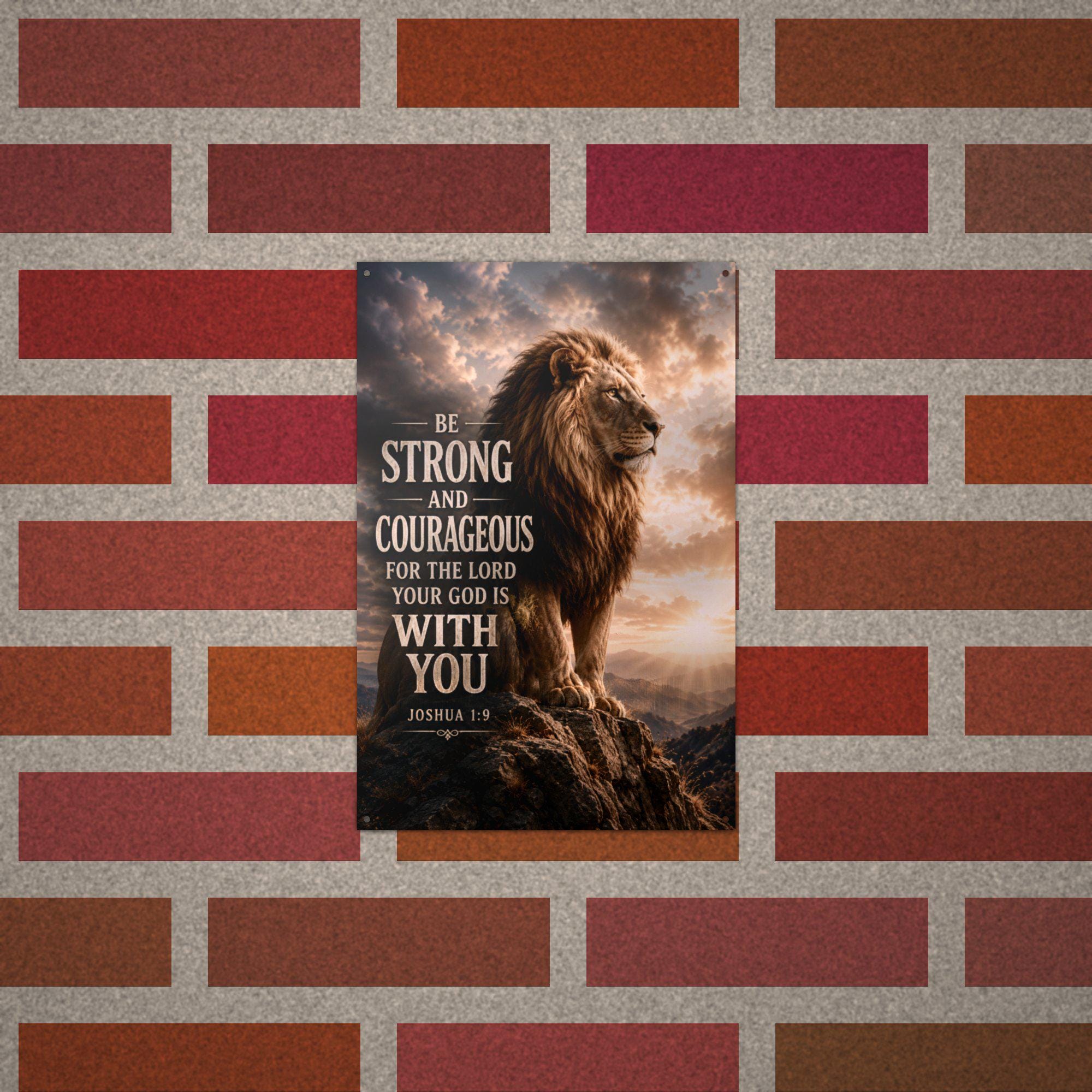 Be Strong and Courageous Christian Metal Sign Aluminum Sign — alternate angle