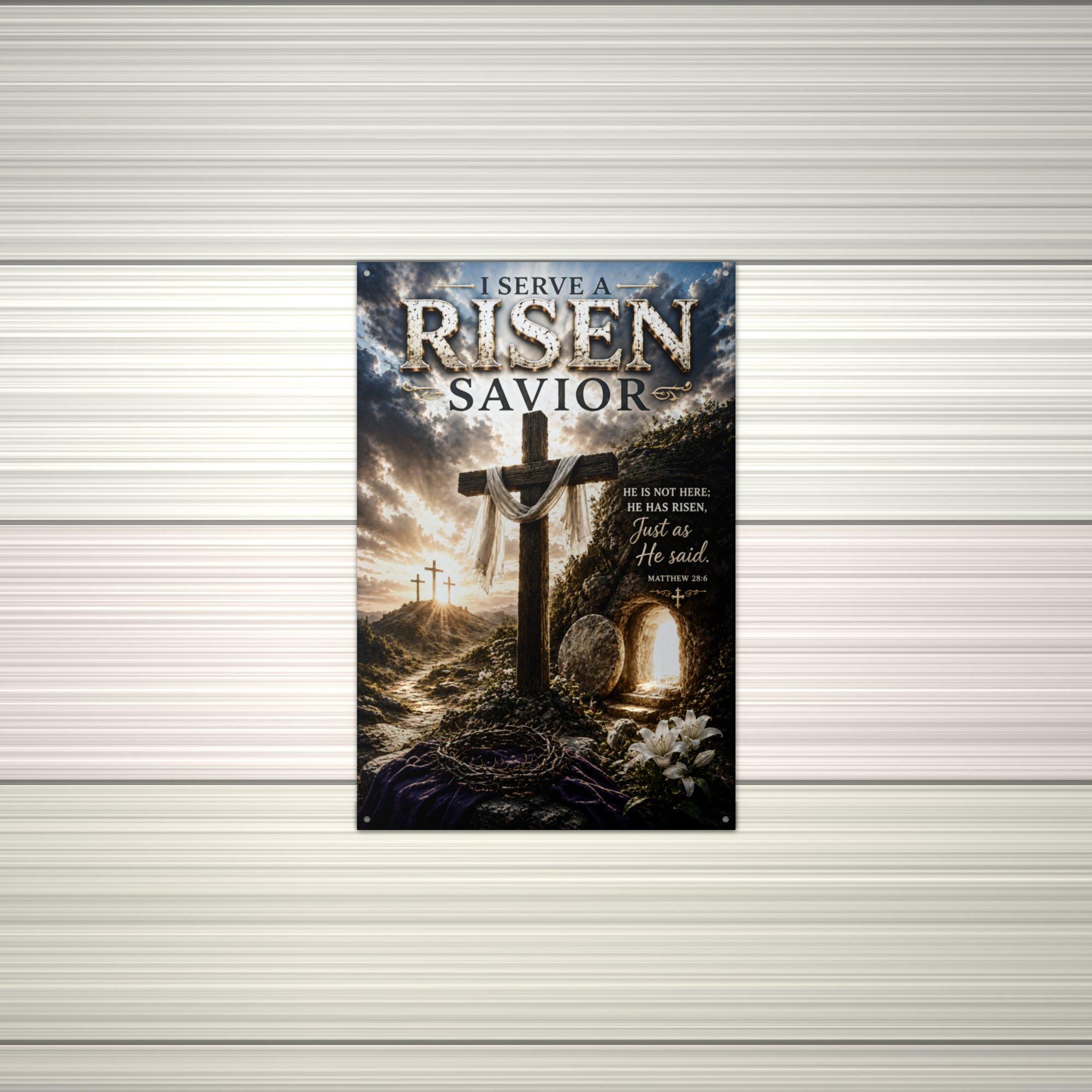 Risen Savior Christian Metal Sign Aluminum Sign — alternate angle