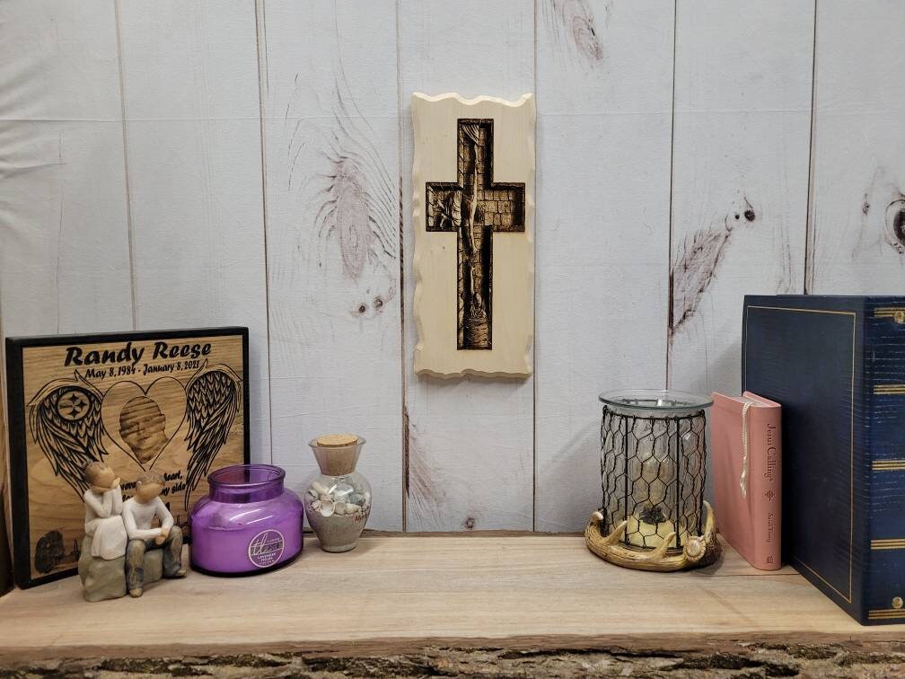 Hope Well Cross Christian Wood Sign Wood Sign — lifestyle setting