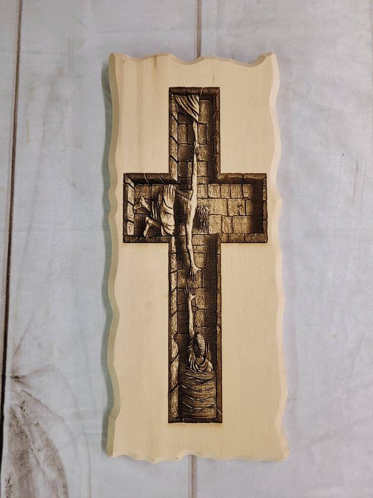 Hope Well Cross Christian Wood Sign Wood Sign — alternate angle