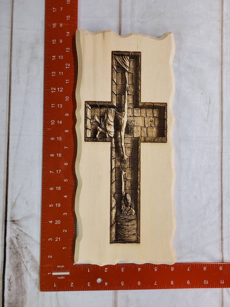Hope Well Cross Christian Wood Sign Wood Sign — alternate angle