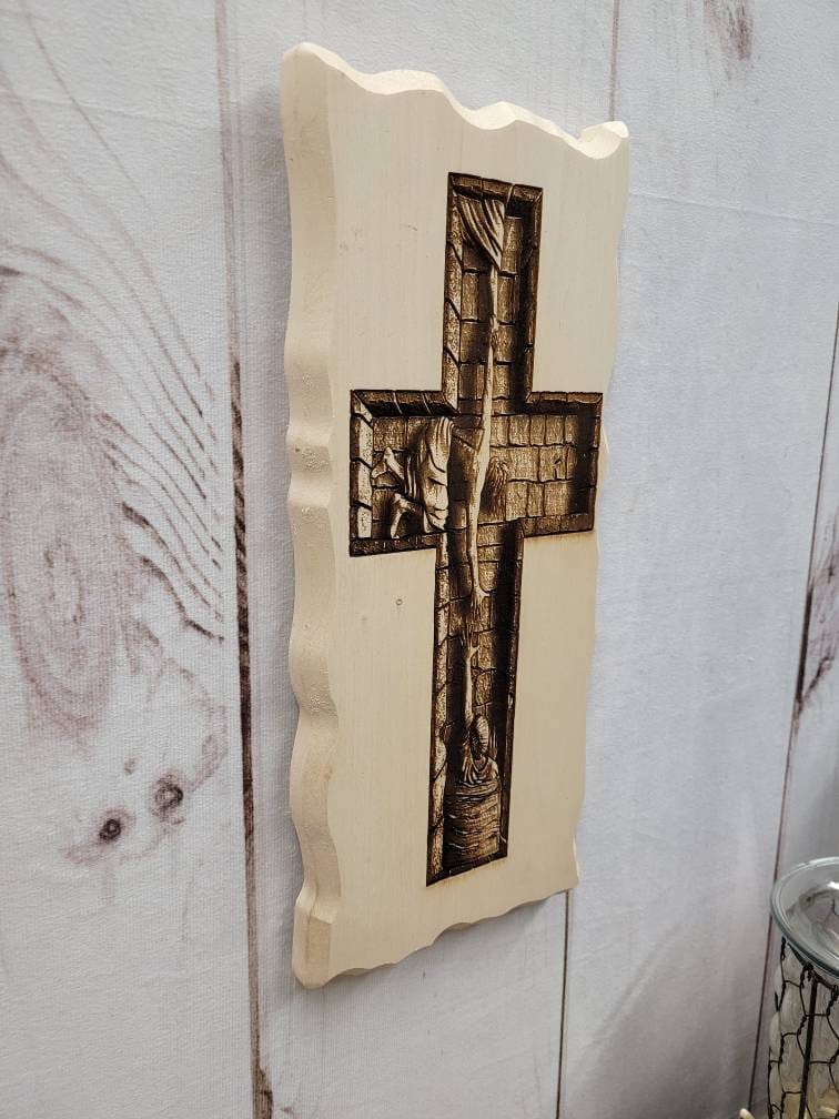 Hope Well Cross Christian Wood Sign Wood Sign — alternate angle