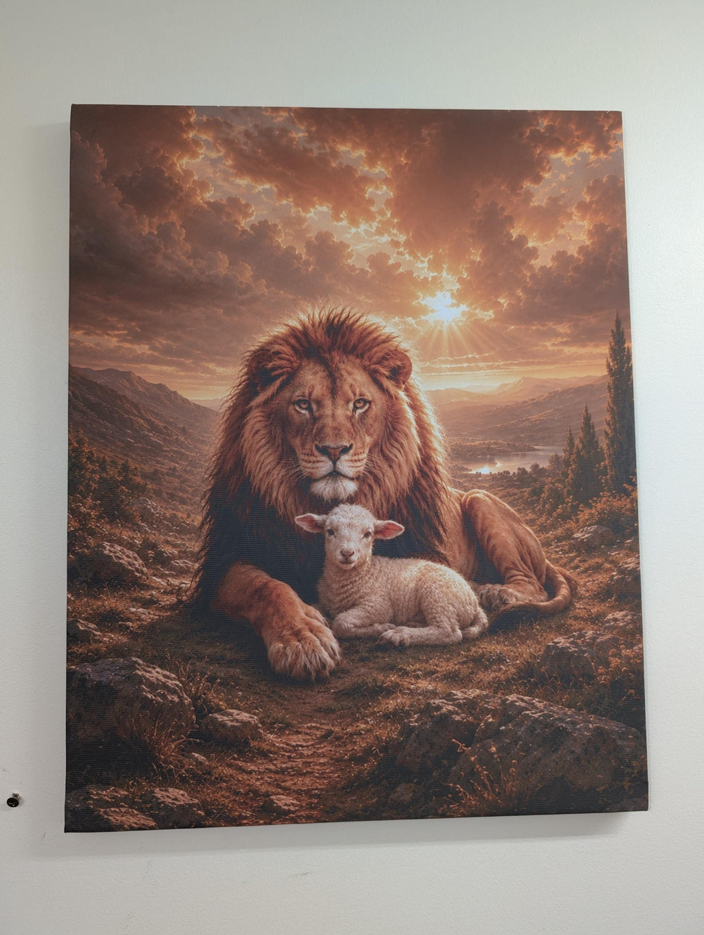 Lion and the Lamb Canvas Print Canvas Print — front view on white background