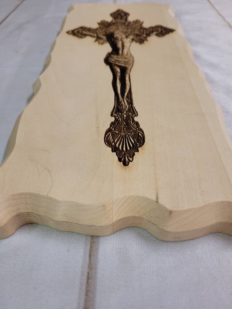 Jesus on Cross Christian Wood Sign Wood Sign — alternate angle