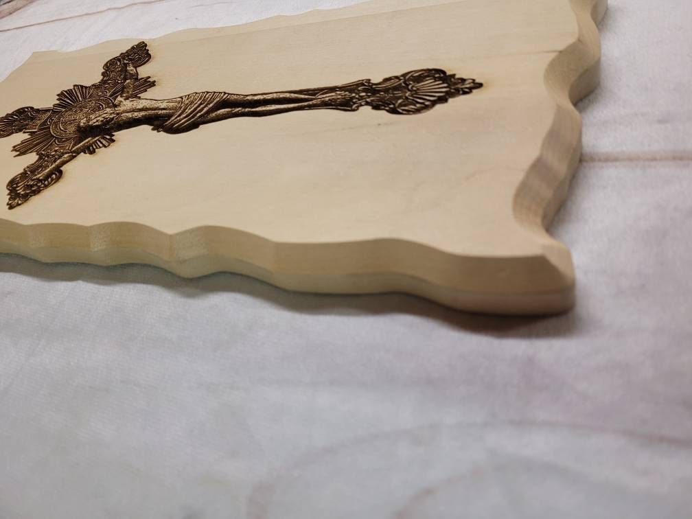 Jesus on Cross Christian Wood Sign Wood Sign — alternate angle