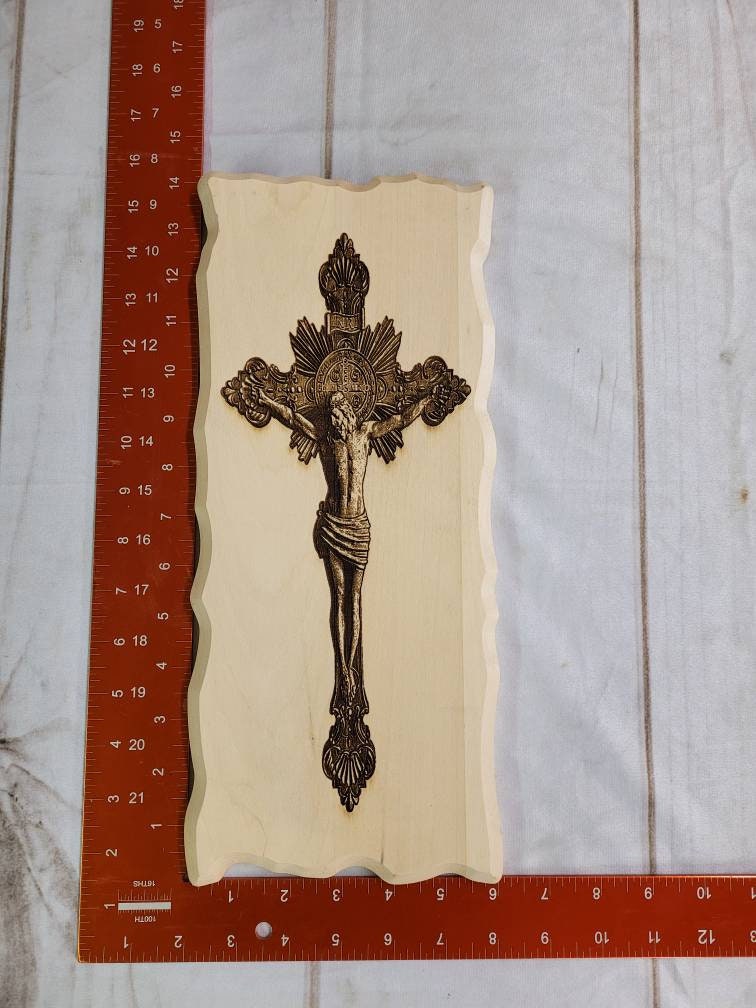 Jesus on Cross Christian Wood Sign Wood Sign — alternate angle