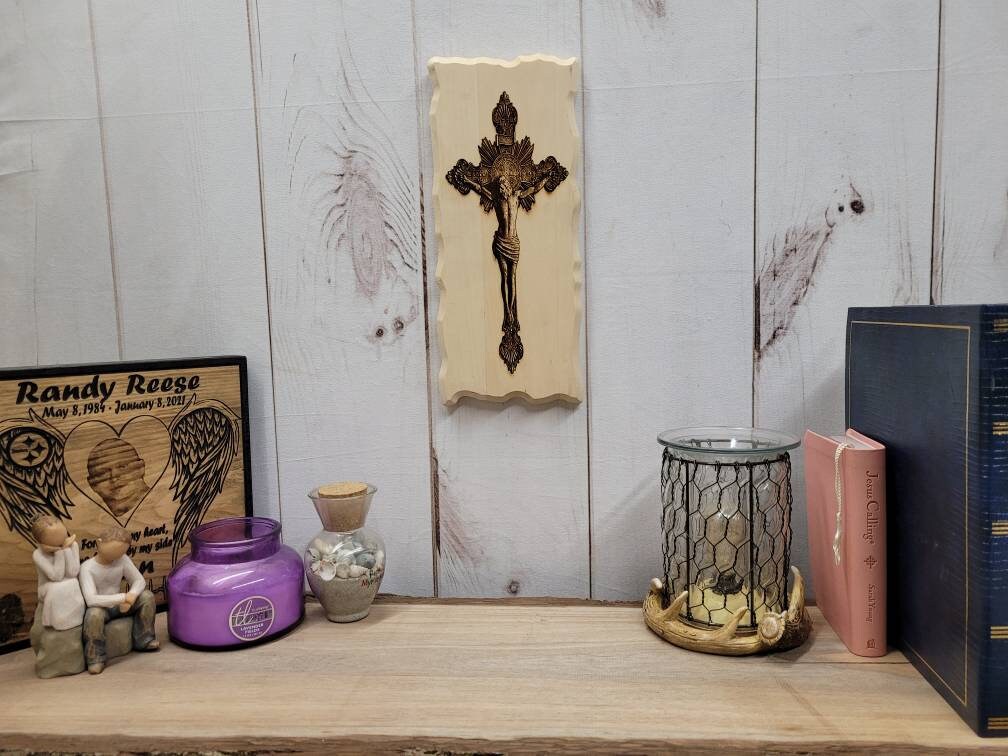 Jesus on Cross Christian Wood Sign Wood Sign — alternate angle