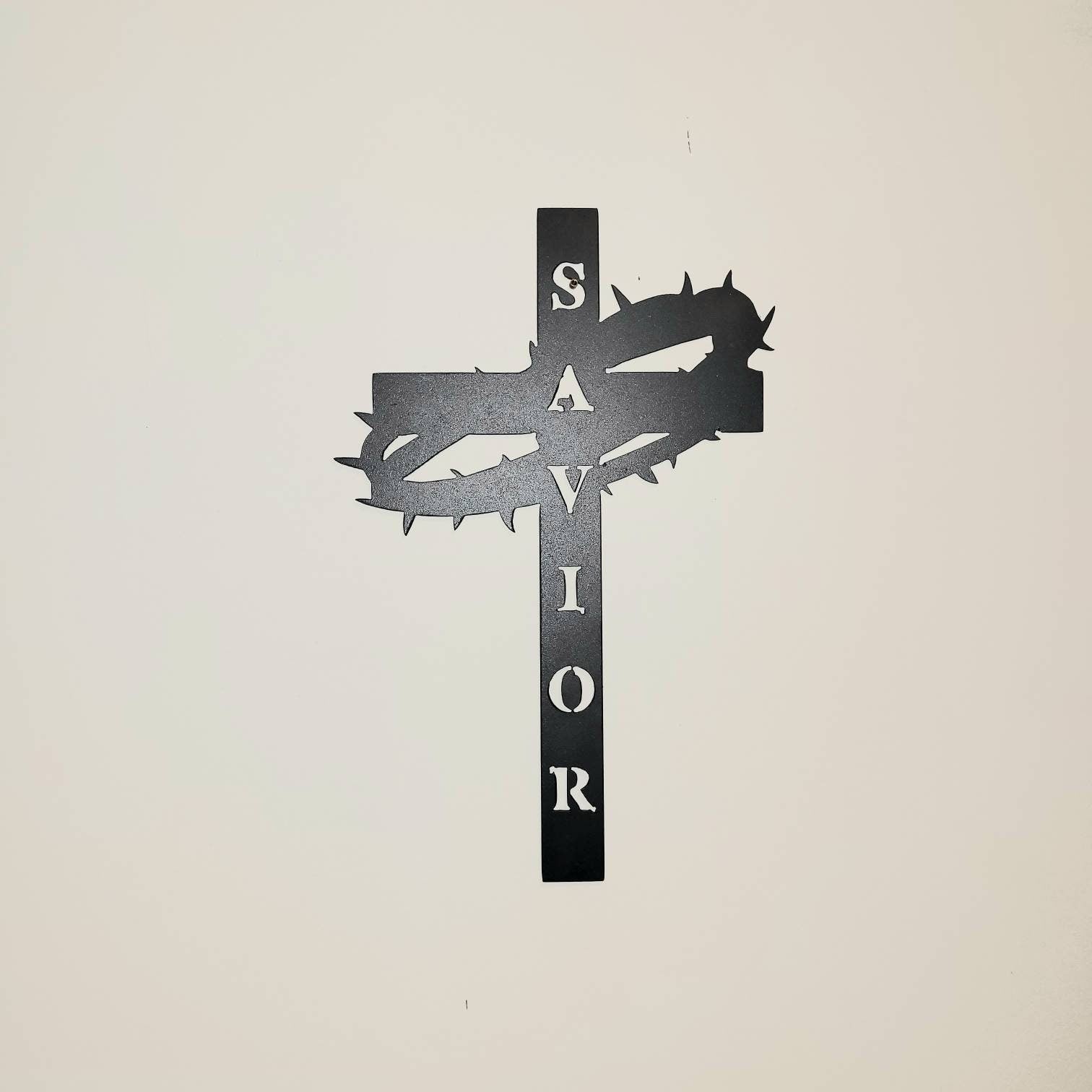 Crucifix Cross Christian Metal Sign Aluminum Sign — detail view
