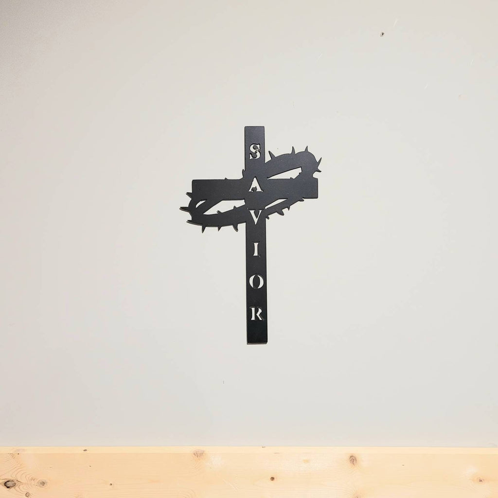 Crucifix Cross Christian Metal Sign Aluminum Sign — alternate angle