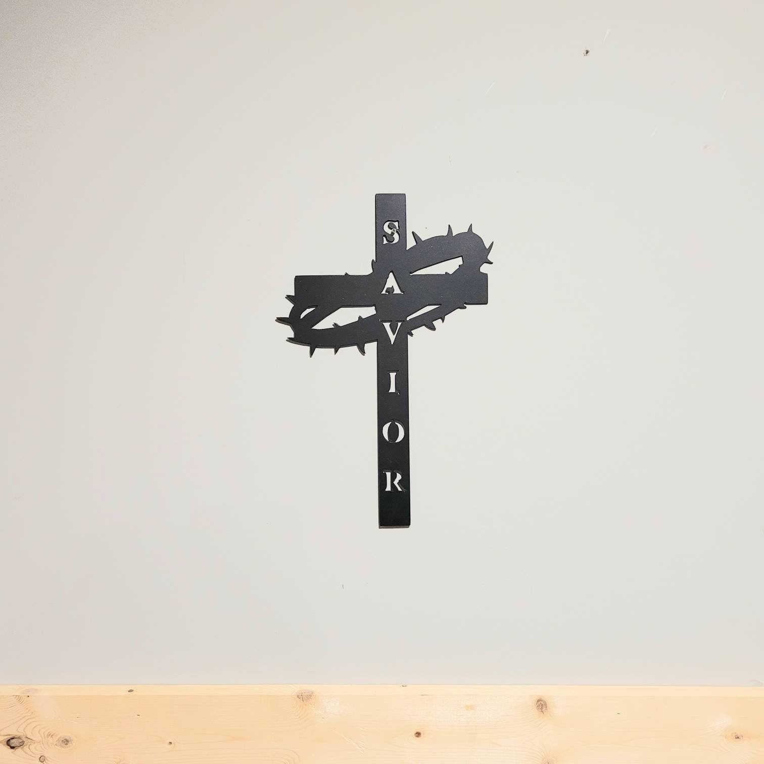 Crucifix Cross Christian Metal Sign Aluminum Sign — alternate angle