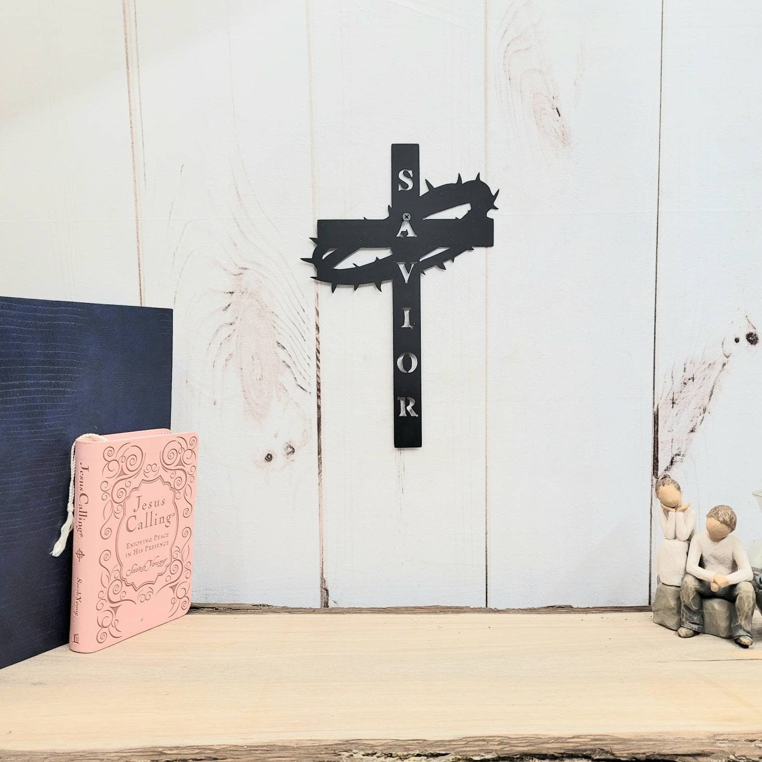 Crucifix Cross Christian Metal Sign Aluminum Sign — alternate angle