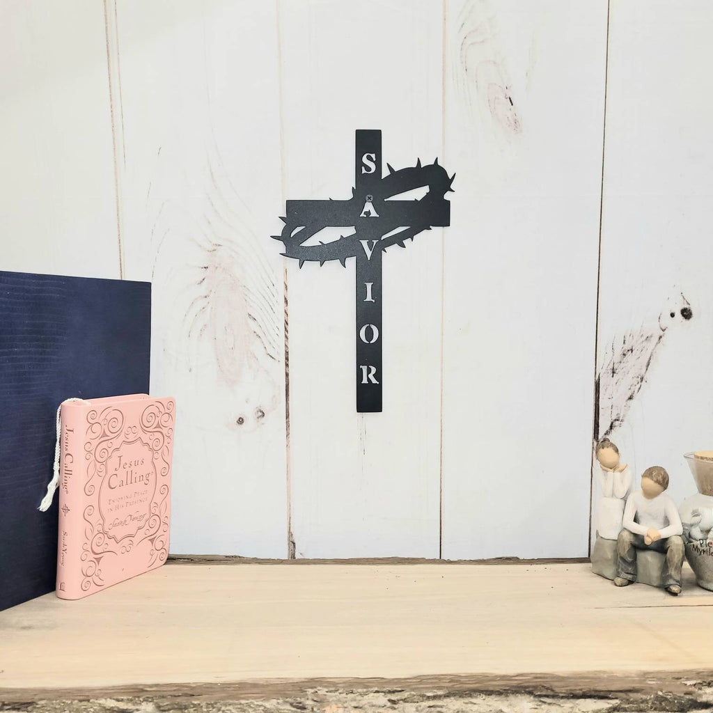 Crucifix Cross Christian Metal Sign Aluminum Sign — alternate angle