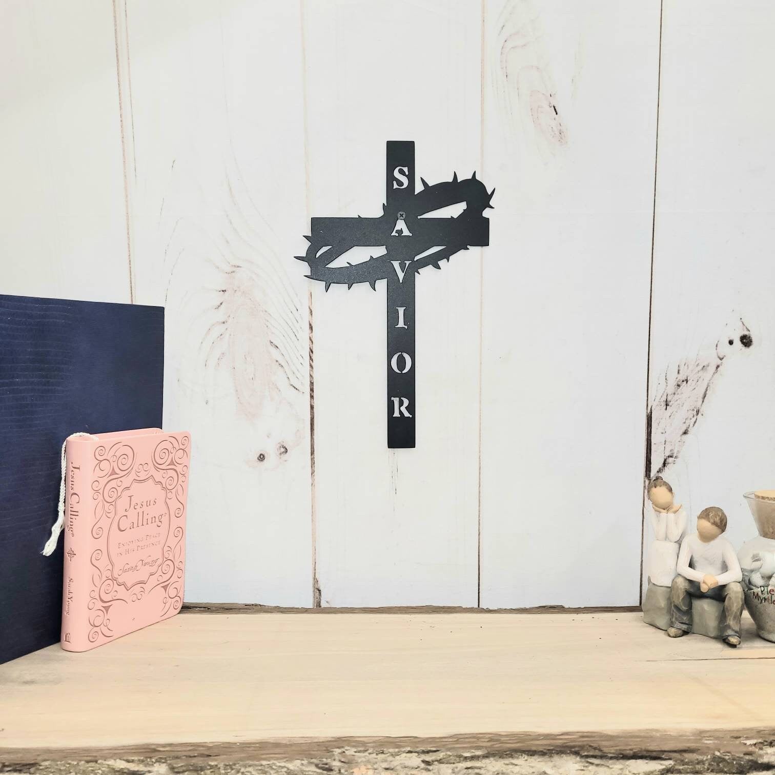 Crucifix Cross Christian Metal Sign Aluminum Sign — alternate angle