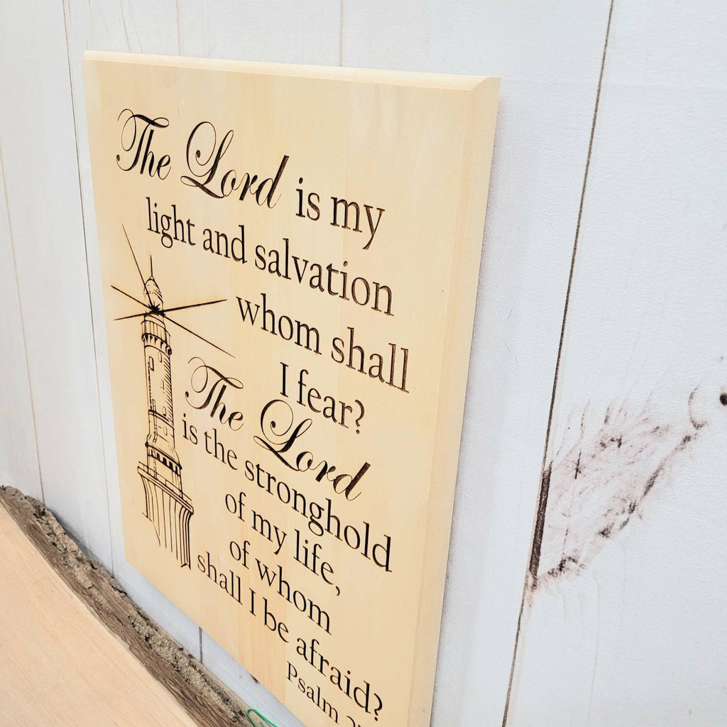 Psalm 27 Lighthouse Christian Wood Sign Wood Sign — alternate angle