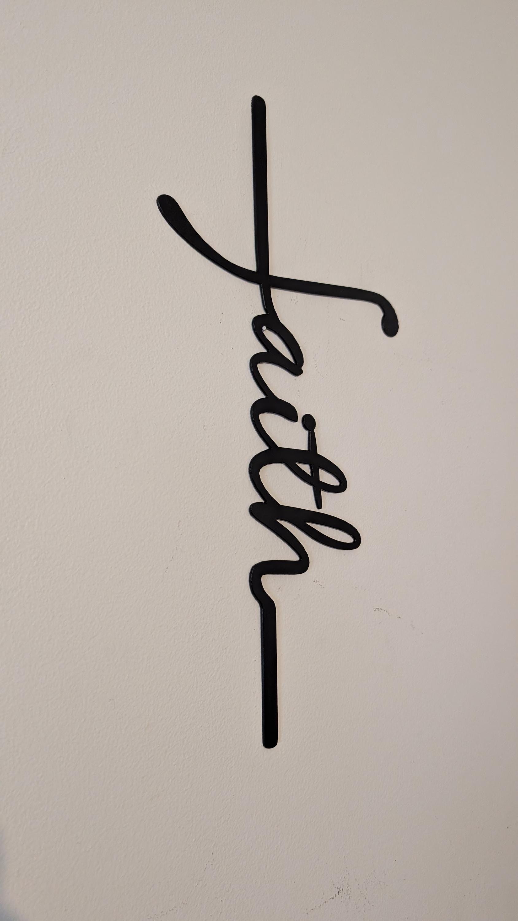 Faith Cross Script Christian Metal Sign Aluminum Sign — alternate angle
