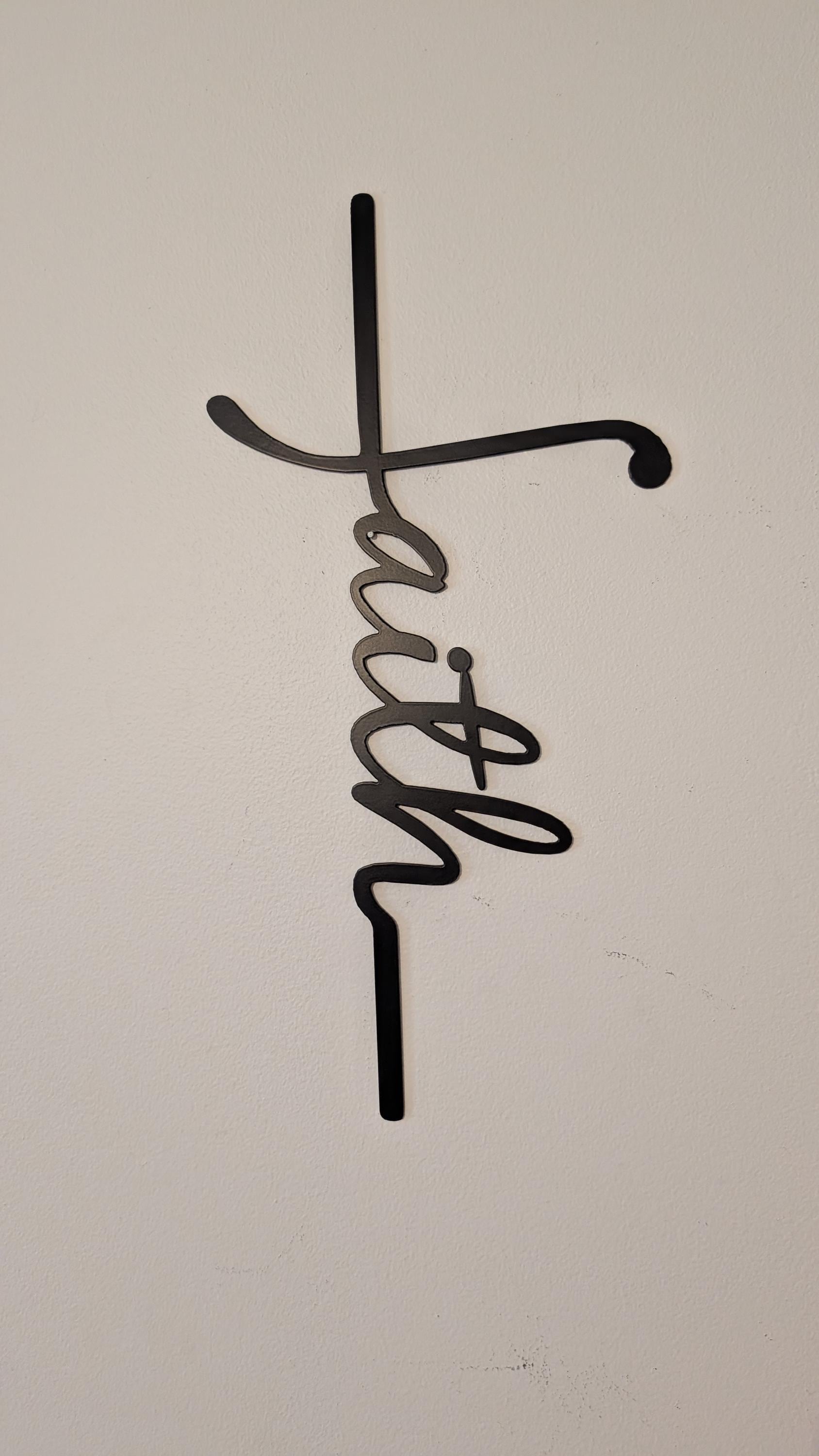 Faith Cross Script Christian Metal Sign Aluminum Sign — alternate angle