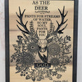 Psalm 42 Deer Christian Wood Sign Wood Sign — front view on white background