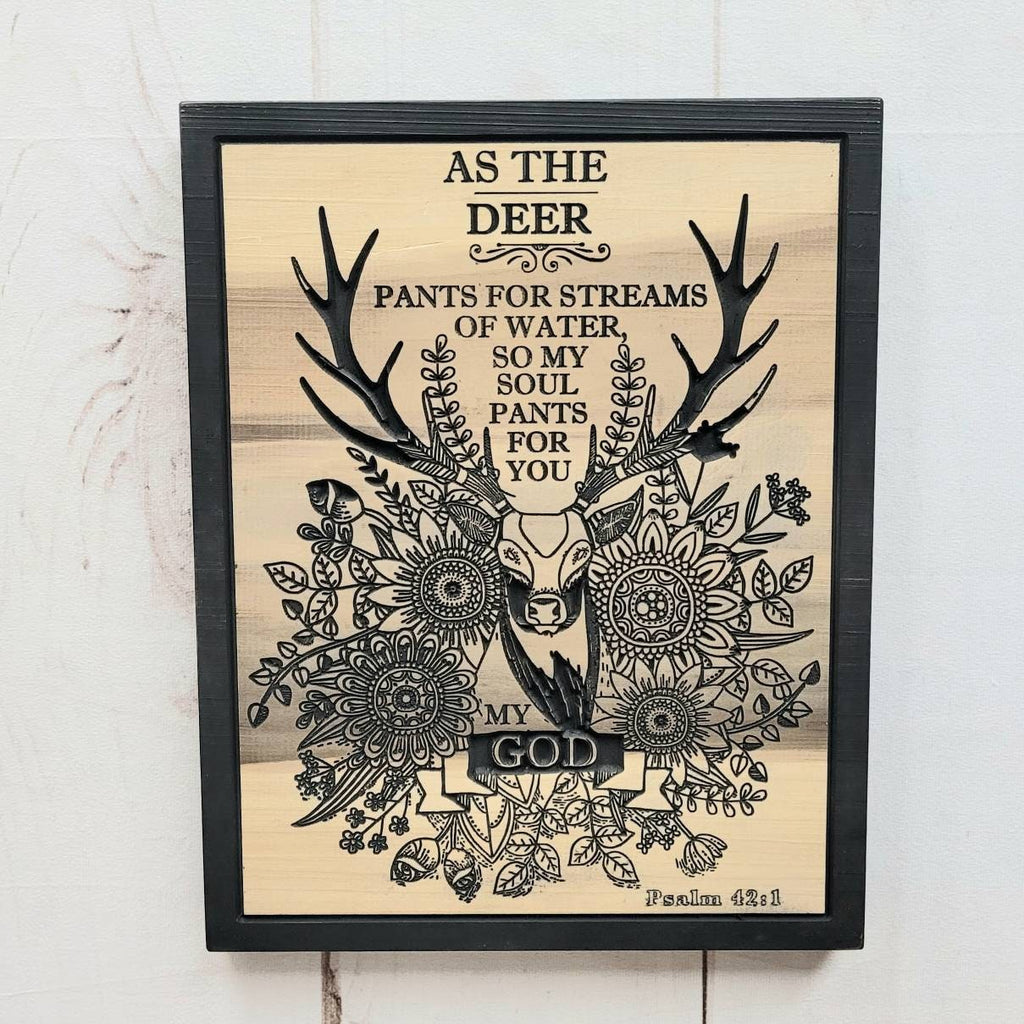 Psalm 42 Deer Christian Wood Sign Wood Sign — lifestyle setting