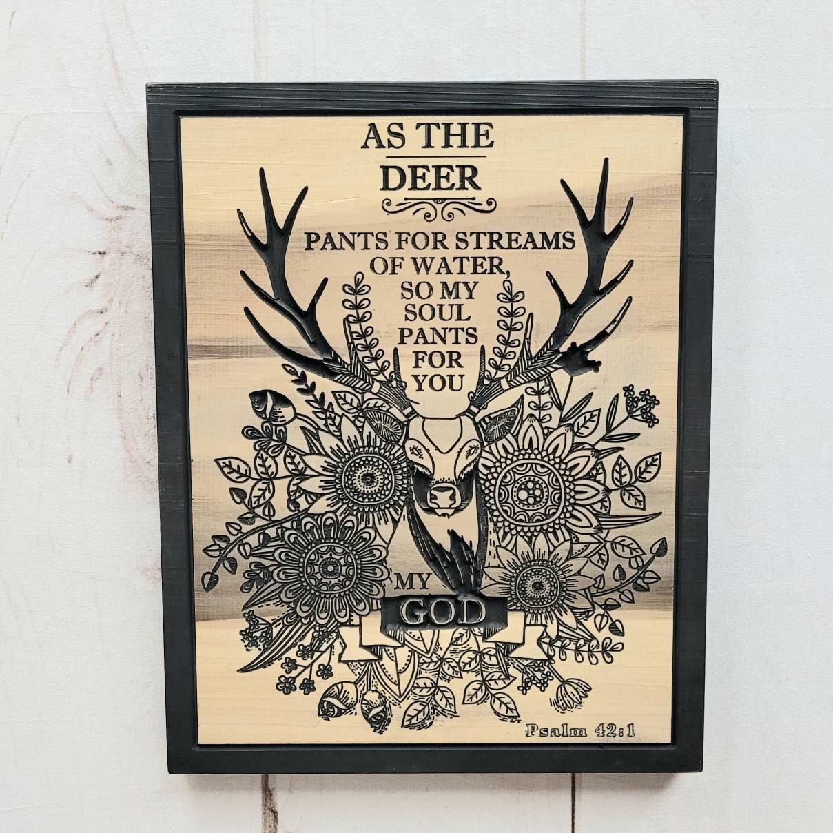 Psalm 42 Deer Christian Wood Sign Wood Sign — lifestyle setting