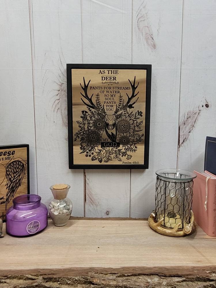 Psalm 42 Deer Christian Wood Sign Wood Sign — alternate angle