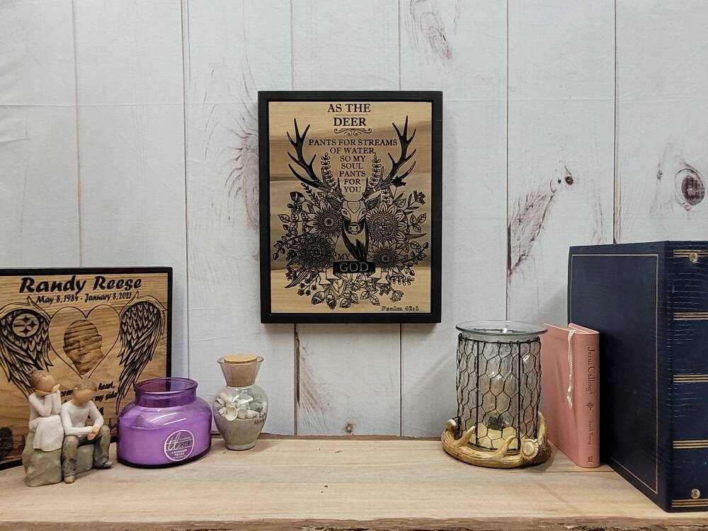 Psalm 42 Deer Christian Wood Sign Wood Sign — alternate angle