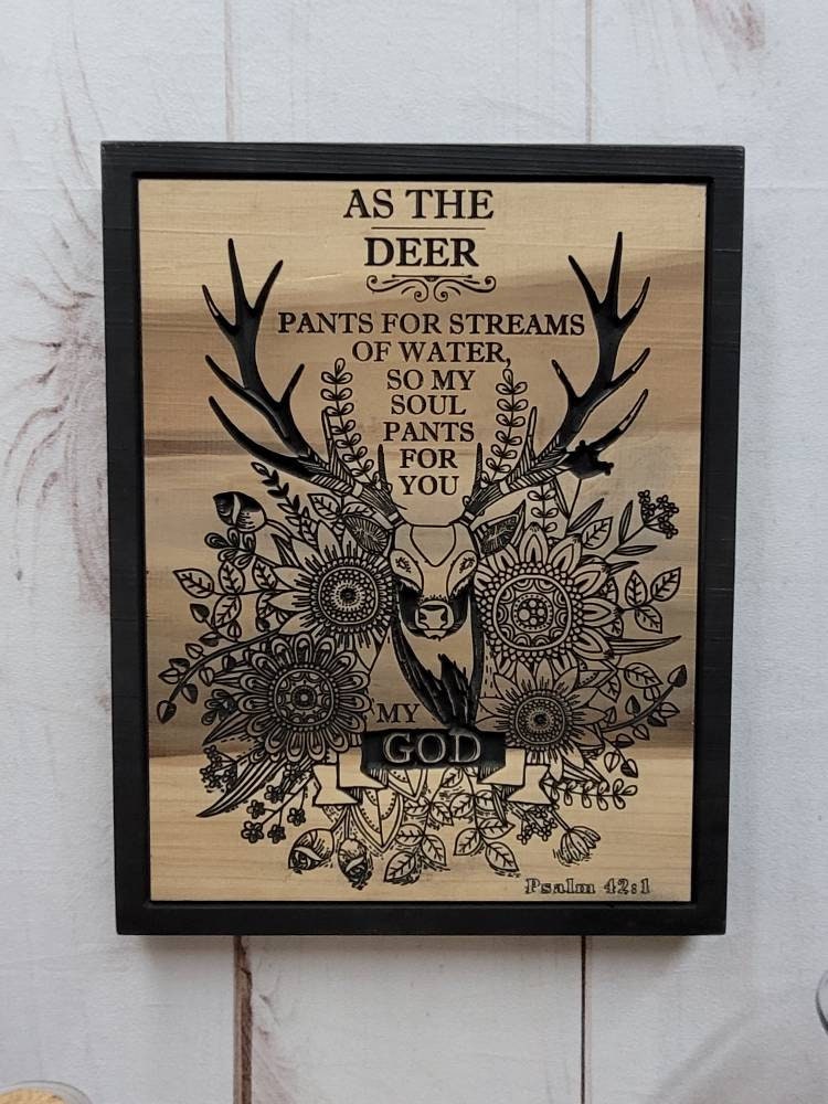 Psalm 42 Deer Christian Wood Sign Wood Sign — alternate angle